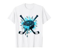 Disco de Hockey derretido con Palos Cruzados Hockey sobre Hielo Fresco Camiseta