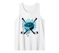 Disco de Hockey derretido con Palos Cruzados Hockey sobre Hielo Fresco Camiseta sin Mangas