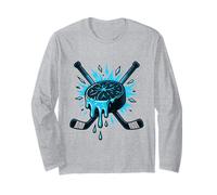 Disco de Hockey derretido con Palos Cruzados Hockey sobre Hielo Fresco Manga Larga