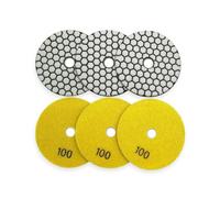 Disco de lijado abrasivo 6 uds almohadillas de pulido en seco unión resina diamante grano #100, disco pulidor lijado Flexible 4 "/100mm for piedra mármol granito