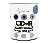 Disco de medios grabables en blanco imprimible con concentrador de tinta Smartbuy de 100 discos CD-R de 700 MB/80 min y 52x