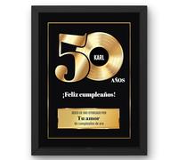 Disco de Oro mural 50 años cumpleaños estilo vinilo - Regalo personalizado