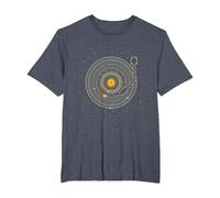 Disco de Vinilo con Sistema Solar de Planetas Astro Music. Camiseta, Hombre Tallas Grandes, Azul Jaspeado, 4X Alto