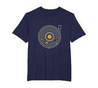 Disco de Vinilo con Sistema Solar de Planetas Astro Music. Camiseta, Hombre Tallas Grandes, Azul Marino, 4X Alto