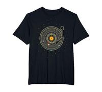 Disco de Vinilo con Sistema Solar de Planetas Astro Music. Camiseta, Hombre Tallas Grandes, Negro, 4X Alto