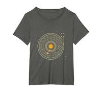 Disco de Vinilo con Sistema Solar de Planetas Astro Music. Camiseta, Mujer Tallas Grandes, Asfalto, 2XL Grande