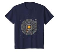 Disco de Vinilo con Sistema Solar de Planetas Astro Music. Camiseta, Niños, Azul Marino, 4 años