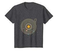 Disco de Vinilo con Sistema Solar de Planetas Astro Music. Camiseta, Niños, Jaspeado Oscuro, 2 años