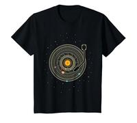 Disco de Vinilo con Sistema Solar de Planetas Astro Music. Camiseta, Niños, Negro, 4 años