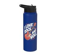 Disco de vinilo para guitarra I Love Rock And Roll Stainless Steel Insulated Water Bottle