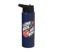 Disco de vinilo para guitarra I Love Rock And Roll Stainless Steel Insulated Water Bottle
