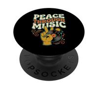 Disco de Vinilo Retro Hippie de la Paz a través de la música PopSockets PopGrip Adhesivo