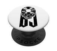Disco DJ Disco Jockey Disco de Vinilo Amante de la música Cráneo PopSockets PopGrip Adhesivo