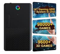 Disco duro retro para juegos de 14 TB precargado con más de 98000 juegos, Plug & Play para 7 sistemas de juegos, 9800+ 3D y más de 1000 juegos de PC de gama alta, disco duro externo portátil USB 3.1