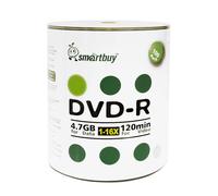 Disco DVD-R Smartbuy de 4,7 GB/120 min, 16x, con logotipo superior en blanco, grabable (100 discos)