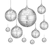 Disco Espejo Plateado,Lámpara de Disco Colgante, Bola de Flash, Bola de Disco Plateado, Boda de árbol de Navidad, decoración de Fiesta de cumpleaños Familiar