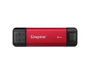 Disco externo ssd kingston dual portable ssd 2tb/ usb tipo-c y usb 3.2/ rojo