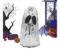 Disco Ghost Party Decor, Halloween Table Centerpiece, Glitter Ghost Ornament, Mirror Glass Exterior, Lightweight Foam Build, for Home Mantle Desk Indoor Display, Size Varies Silver 1 Piece