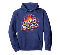Disco Inferno: Fiesta de Baile Retro Fiebre Arte Gráfico Sudadera con Capucha, Unisex para Adultos, Azul Marino, L