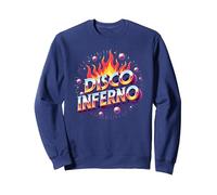 Disco Inferno: Fiesta de Baile Retro Fiebre Arte Gráfico Sudadera, Unisex para Adultos, Azul Marino, L