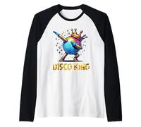 Disco King Costume 70s Dance Parties LED Disco Light Dabbing Camiseta Manga Raglan