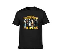 Disco Legends Village People Mens Camiseta Black Graphic Unisex Camiseta, Negro , XXL