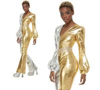 Disco Mono Mujer Oro 70's 60's Mono Catsuit Lame Mujer Disfraz