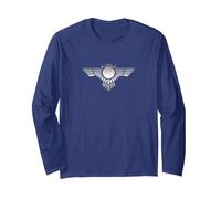 Disco Solar Alado Egipto Sol Ra Horus Ojo Globo Alas Manga Larga, Unisex para Adultos, Azul Marino, L