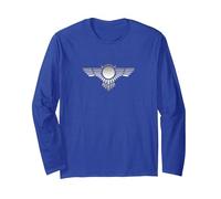 Disco Solar Alado Egipto Sol Ra Horus Ojo Globo Alas Manga Larga, Unisex para Adultos, Azul Real, M
