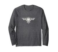 Disco Solar Alado Egipto Sol Ra Horus Ojo Globo Alas Manga Larga, Unisex para Adultos, Jaspeado Oscuro, L