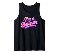 Disco Vintage con diseño de I Am a Believer, para Fiestas y Bailes, Color Rosa Camiseta sin Mangas