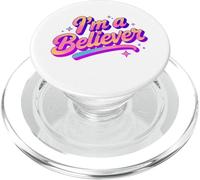 Disco Vintage con diseño de I Am a Believer, para Fiestas y Bailes, Color Rosa PopSockets PopGrip para MagSafe