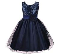 Discoball Chica Vestido Princesa Vestido de Lentejuelas Flores Fiesta de cumpleaños Boda Vestido de Dama de Honor Vestido de 3 a 12 años