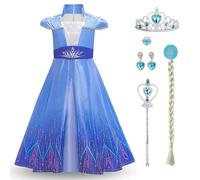 Discoball Disfraz Princesa Elsa, Vestido Princesa niñas con Accesorios vestido de viaje clásico de Elsa Disfraz Niña para Halloween Cosplay Cumpleaños, desfiles,Carnaval dama de honor