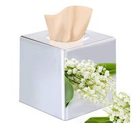 Discoball Soporte Rectangular para Caja de pañuelos para Espejo, dispensador de pañuelos de baño, Soporte Organizador de pañuelos para el hogar, la Oficina y el Coche (Plateado)