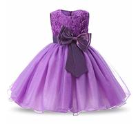 Discoball Vestido de niña de princesa, ropa de fiesta de vacaciones, vestidos de niñas, rosa 3D, lentejuelas de lazo, vestido de tul para niños, cumpleaños, Morado (, 3-4 Años