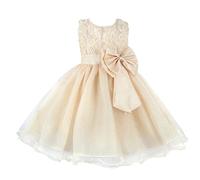 Discoball Vestido de princesa para niñas, vestido de fiesta de vacaciones, rosa 3D, lazo y lentejuelas de tul para niños, beige, 12-13 años