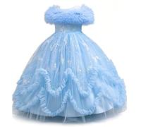 Discoball Vestido largo para niñas, vestido largo de princesa para dama de honor, sin mangas, con lazo de encaje y tul para fiestas, bodas, bautizos, cumpleaños, desfiles