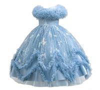Discoball Vestido largo para niñas, vestido largo de princesa para dama de honor, sin mangas, con lazo de encaje y tul para fiestas, bodas, bautizos, cumpleaños, desfiles