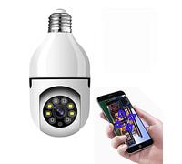 DISCORAMA Cámara con bombilla 360°, cámara de vigilancia inalámbrica con control remoto a través de la aplicación 1080P, cámara de vídeo bombilla E27