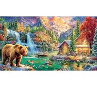 Discord_kuangjingjing0805_a_Oso_is_Eating_Salmon_in_The_River_Surround Puzzle de 1000 Piezas para Adultos - Juego edugatoivo & Relajación Decoración de Pared & Regalo 38x52/1000pcs