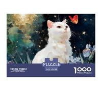 Discord_sinoshow_24085_a_White_Cat_Sits_in_The_Grass_Surrounded_by_Iris_7ab06884-f468-48c3-8c03-445108e21bd3_4 1000 Piezas Rompecabezas Divertido Y Estimulante Juego De Rompecabezas, Juguetes Educati
