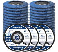 Discos abrasivos angulares de 115 mm para metal y madera, disco abanico de grano 40/60/80/120, discos de láminas, disco de lijado 24 unidades