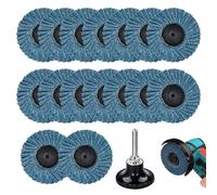 Discos de abanico de 50 mm, 17 unidades de discos abrasivos para taladro, grano 40/60/80/120 con adaptador de 6,35 mm, lijadora de abanicos para acero inoxidable, metal, madera