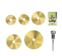 Discos de corte de metal, juego de mini hojas de sierra circular de 22/25/32/35/44/50 mm, herramientas rotativas revestidas, disco de corte HSS for madera y metal, disco de sierra de 35 mm con mandril