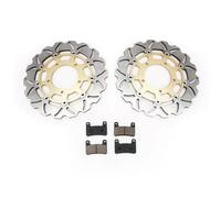 Discos de freno delanteros BIKINGBOY, rotores y pastillas compatibles con GSXR 600/750 (2006-2007), GSX-R 1000 (2005-2008), VZR 1800 Boulevard M109R (2006-2014) R2/RZ (2008-2009)(Wavy Gold)