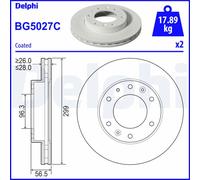 Discos de freno DELPHI BG5027C delantero, ventilado , 2 Pieza