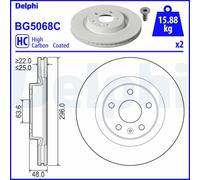 Discos de freno DELPHI BG5068C delantero, ventilado , altamente carbonizado, 2 Pieza