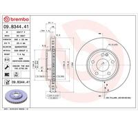 Disco de freno BREMBO 09B34441 delantero, ventilado , altamente carbonizado, 1 Pieza