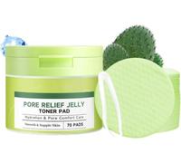 Discos de gel faciales exfoliantes suaves, discos tónicos iluminadores antiedad, paquete de 70 unidades con extracto de cactus, cuidado hidratante e iluminador, refina y calma los poros